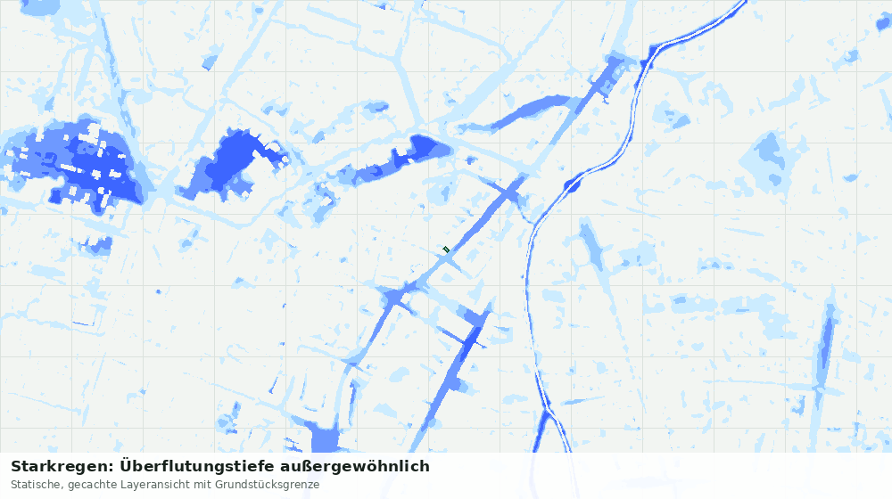 Statische Kartenansicht: Starkregen: Überflutungstiefe außergewöhnlich