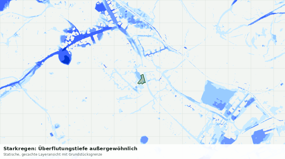 Statische Kartenansicht: Starkregen: Überflutungstiefe außergewöhnlich