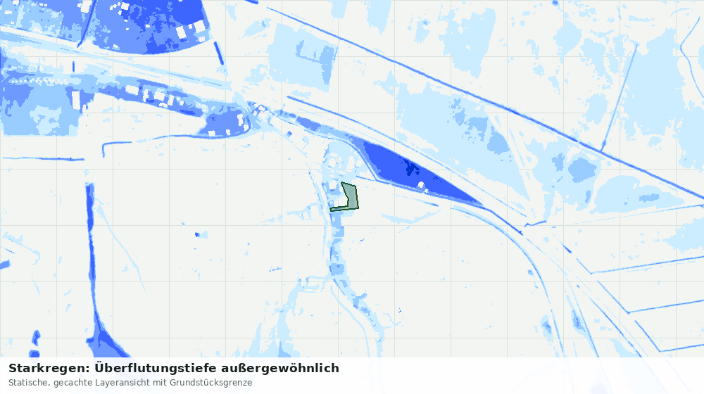 Statische Kartenansicht: Starkregen: Überflutungstiefe außergewöhnlich
