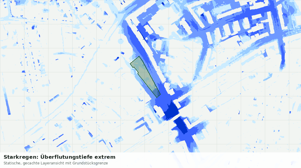 Statische Kartenansicht: Starkregen: Überflutungstiefe extrem