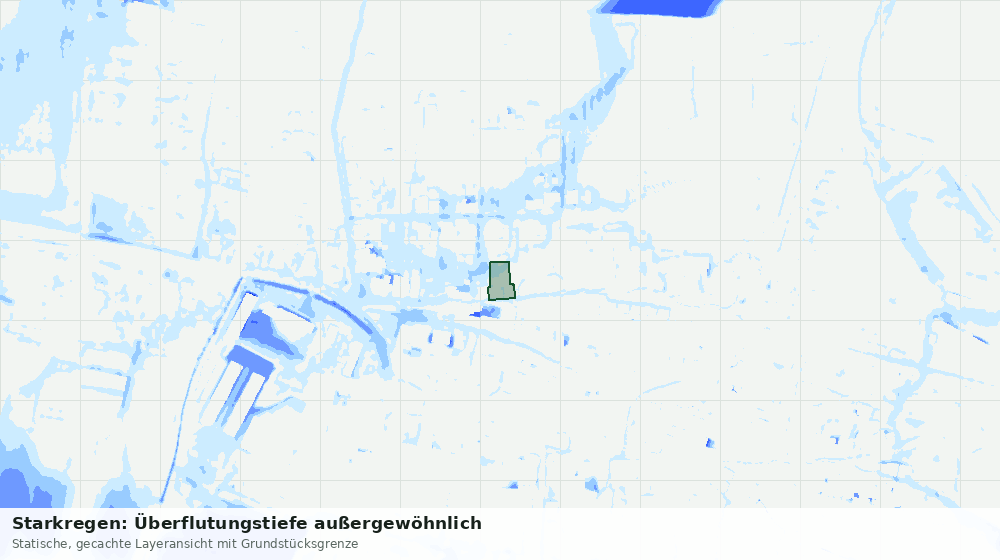 Statische Kartenansicht: Starkregen: Überflutungstiefe außergewöhnlich