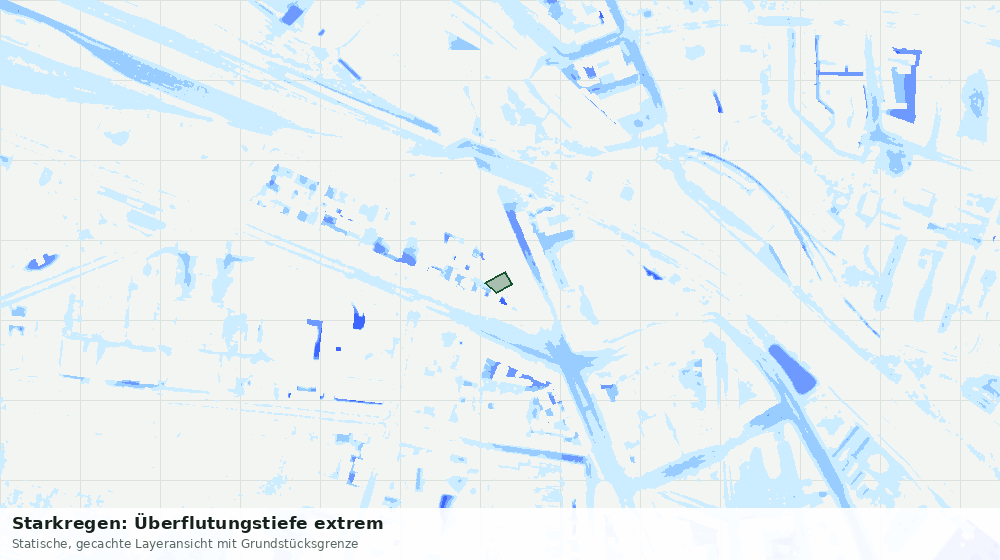 Statische Kartenansicht: Starkregen: Überflutungstiefe extrem