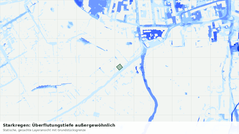 Statische Kartenansicht: Starkregen: Überflutungstiefe außergewöhnlich