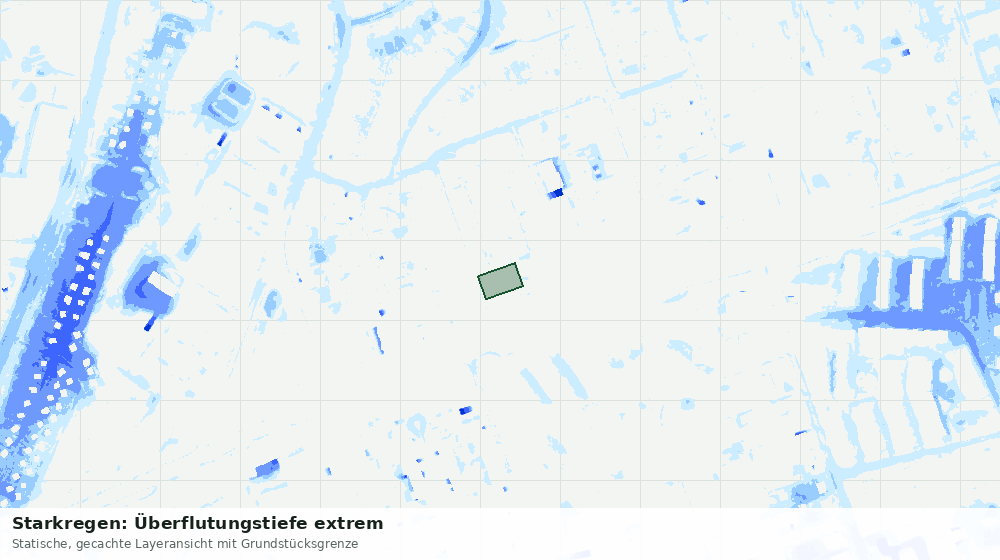 Statische Kartenansicht: Starkregen: Überflutungstiefe extrem