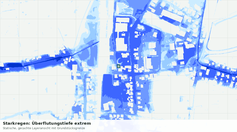 Statische Kartenansicht: Starkregen: Überflutungstiefe extrem