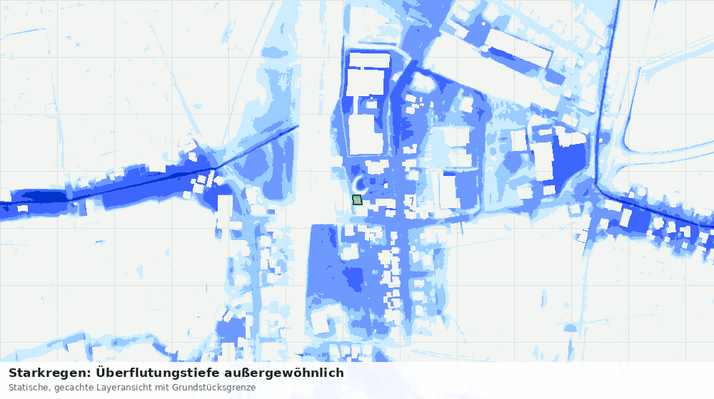 Statische Kartenansicht: Starkregen: Überflutungstiefe außergewöhnlich