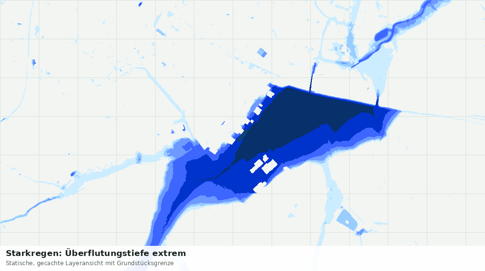Statische Kartenansicht: Starkregen: Überflutungstiefe extrem