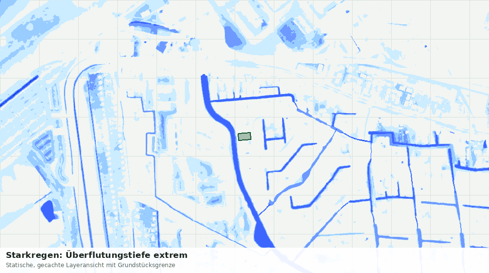 Statische Kartenansicht: Starkregen: Überflutungstiefe extrem