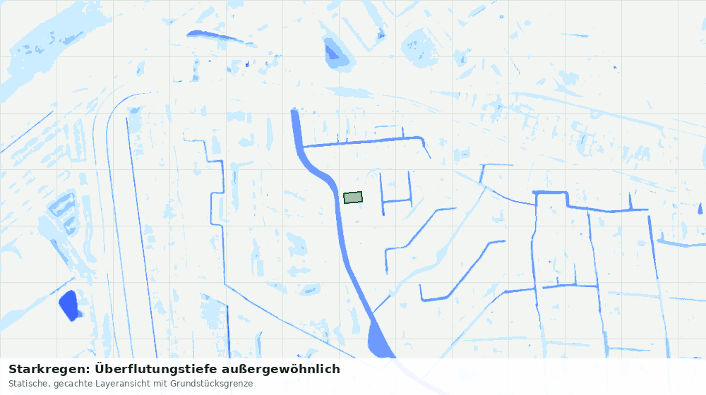 Statische Kartenansicht: Starkregen: Überflutungstiefe außergewöhnlich