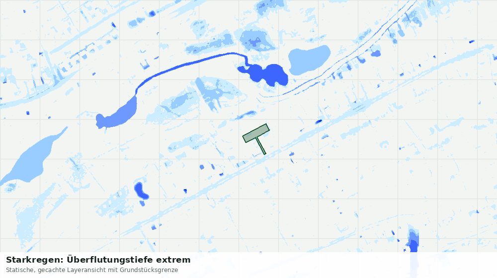 Statische Kartenansicht: Starkregen: Überflutungstiefe extrem
