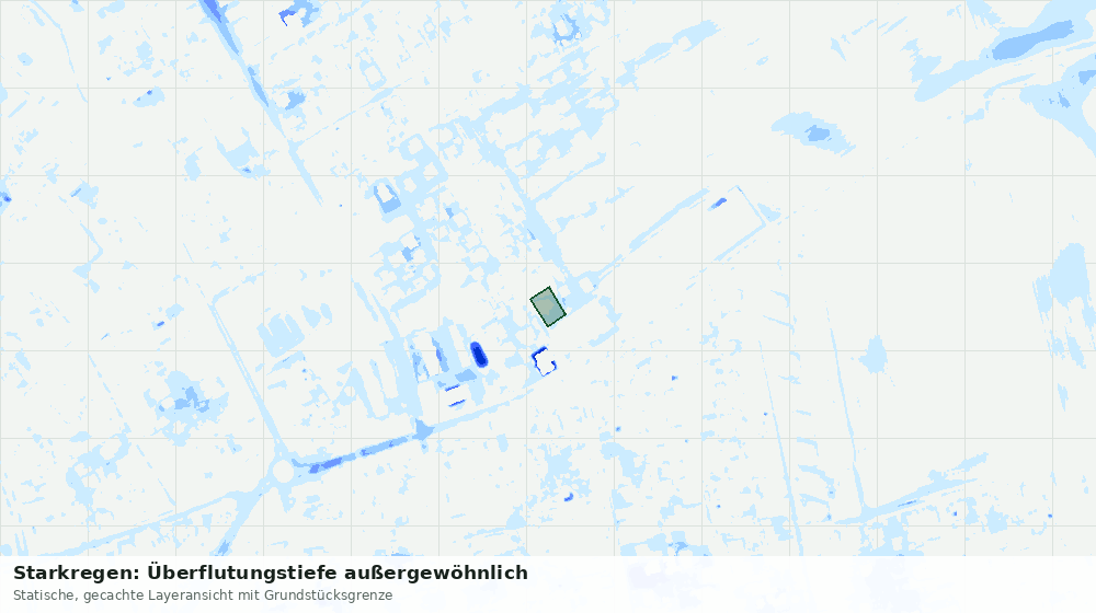 Statische Kartenansicht: Starkregen: Überflutungstiefe außergewöhnlich