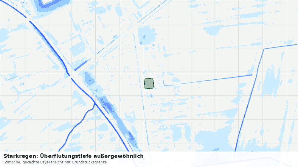 Statische Kartenansicht: Starkregen: Überflutungstiefe außergewöhnlich