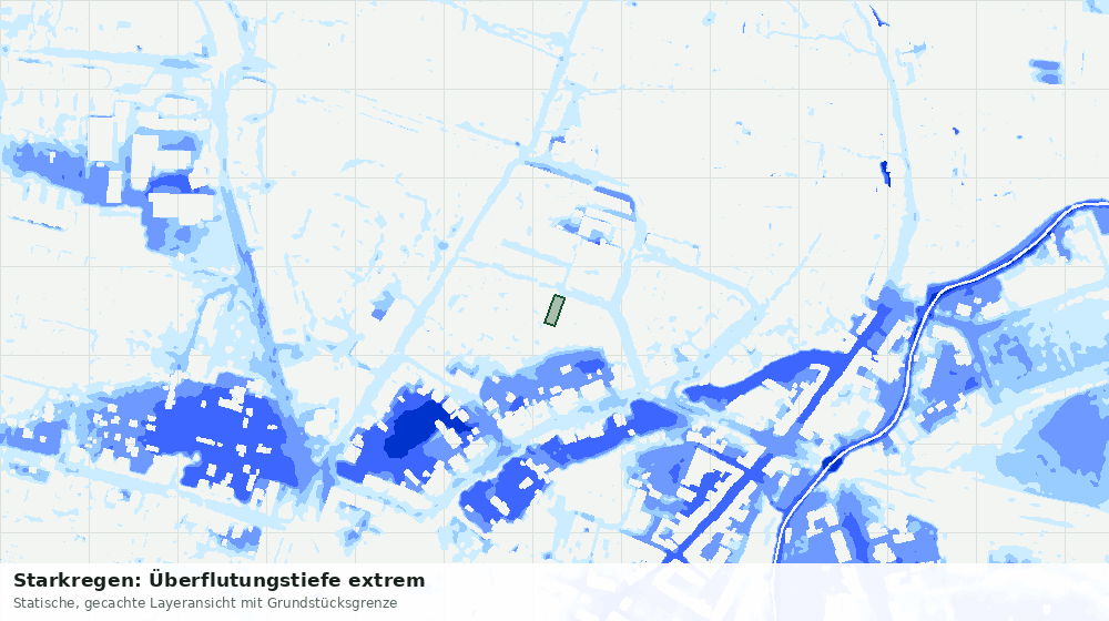 Statische Kartenansicht: Starkregen: Überflutungstiefe extrem