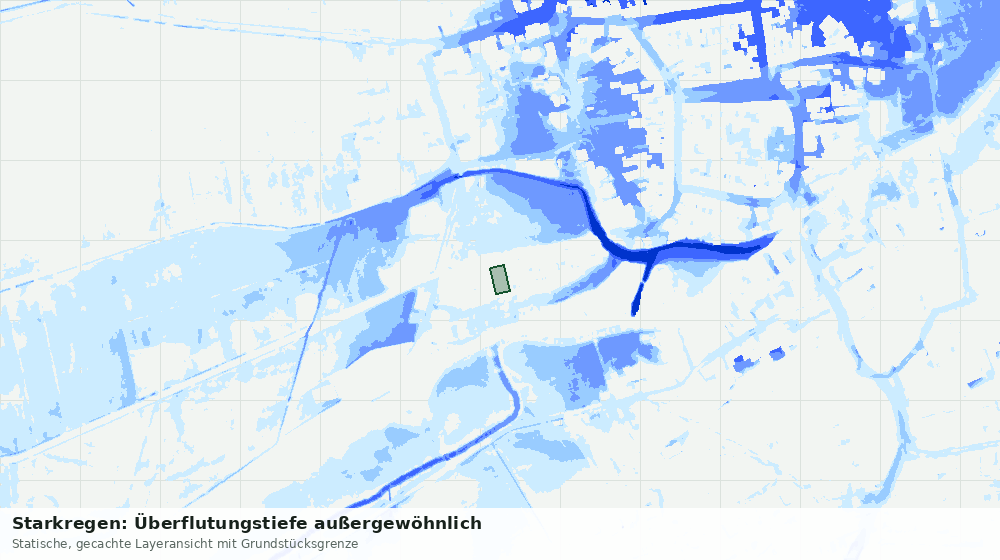 Statische Kartenansicht: Starkregen: Überflutungstiefe außergewöhnlich