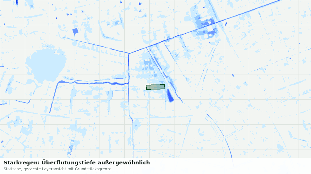 Statische Kartenansicht: Starkregen: Überflutungstiefe außergewöhnlich
