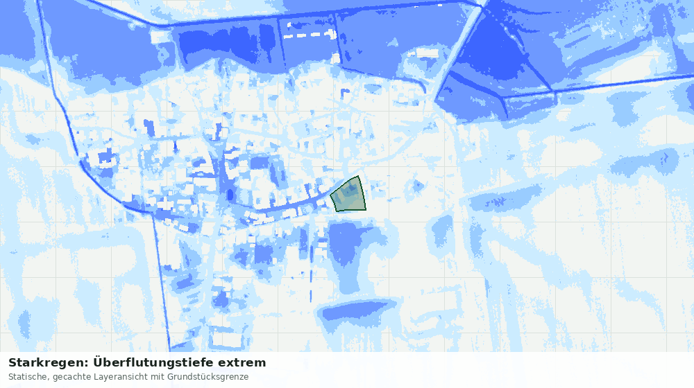 Statische Kartenansicht: Starkregen: Überflutungstiefe extrem