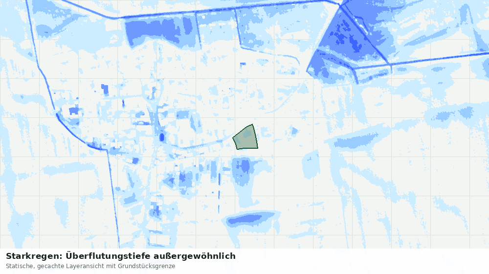 Statische Kartenansicht: Starkregen: Überflutungstiefe außergewöhnlich