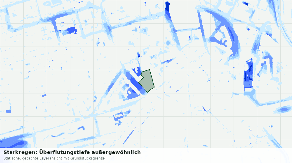 Statische Kartenansicht: Starkregen: Überflutungstiefe außergewöhnlich