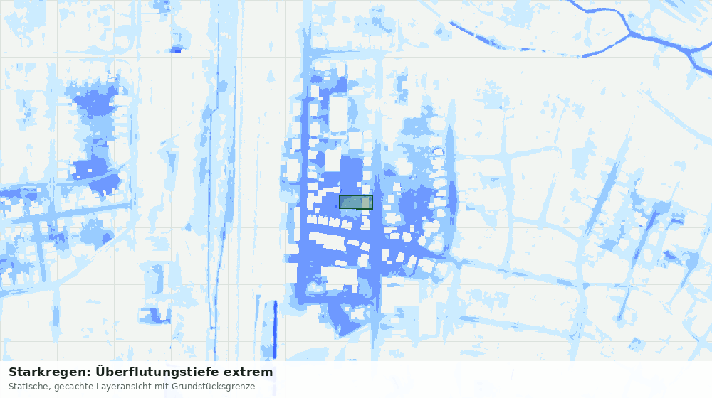 Statische Kartenansicht: Starkregen: Überflutungstiefe extrem