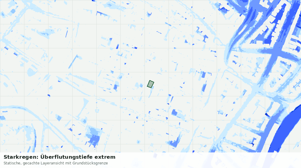 Statische Kartenansicht: Starkregen: Überflutungstiefe extrem