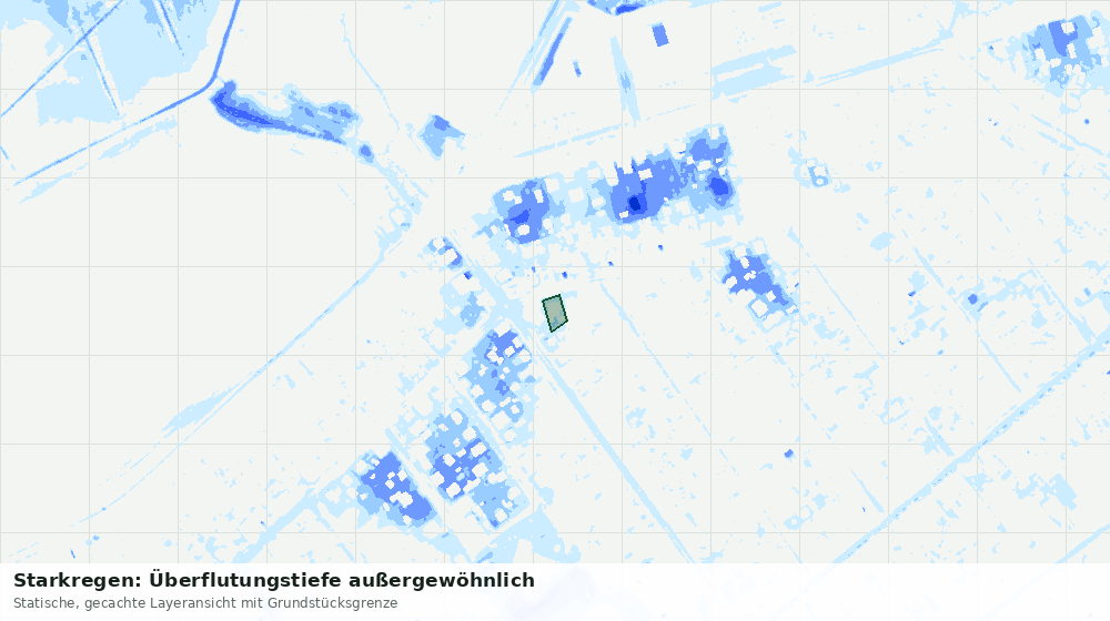 Statische Kartenansicht: Starkregen: Überflutungstiefe außergewöhnlich