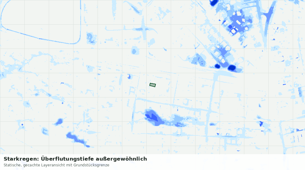 Statische Kartenansicht: Starkregen: Überflutungstiefe außergewöhnlich