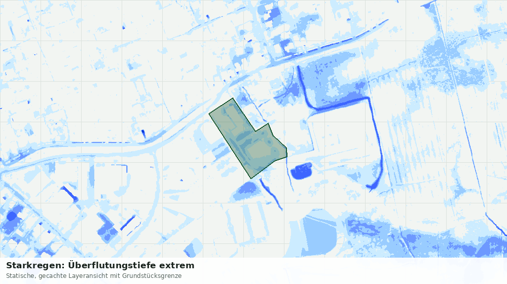 Statische Kartenansicht: Starkregen: Überflutungstiefe extrem