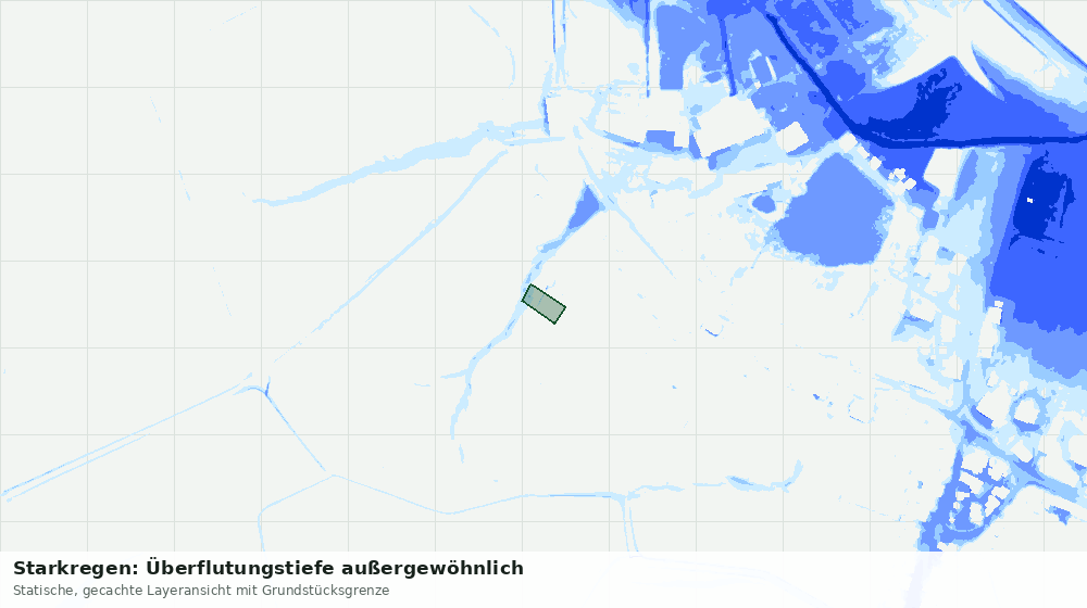 Statische Kartenansicht: Starkregen: Überflutungstiefe außergewöhnlich