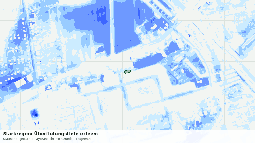Statische Kartenansicht: Starkregen: Überflutungstiefe extrem