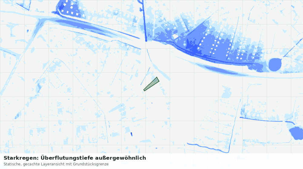 Statische Kartenansicht: Starkregen: Überflutungstiefe außergewöhnlich