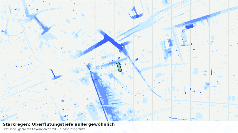 Statische Kartenansicht: Starkregen: Überflutungstiefe außergewöhnlich