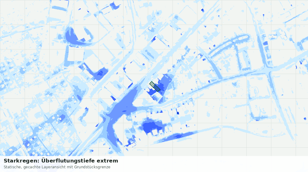 Statische Kartenansicht: Starkregen: Überflutungstiefe extrem