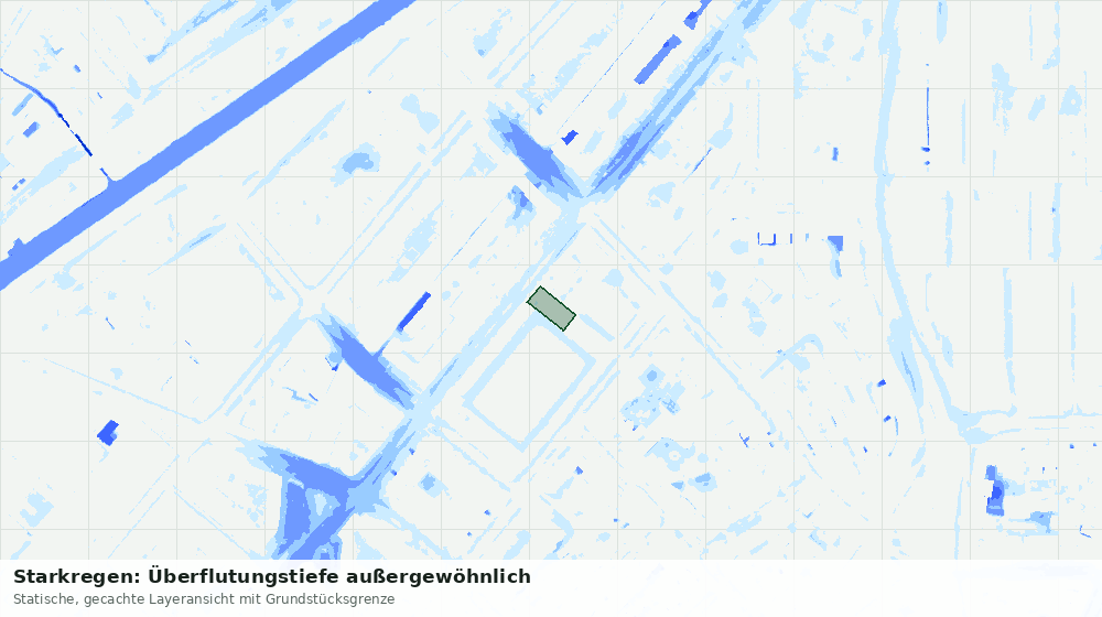 Statische Kartenansicht: Starkregen: Überflutungstiefe außergewöhnlich