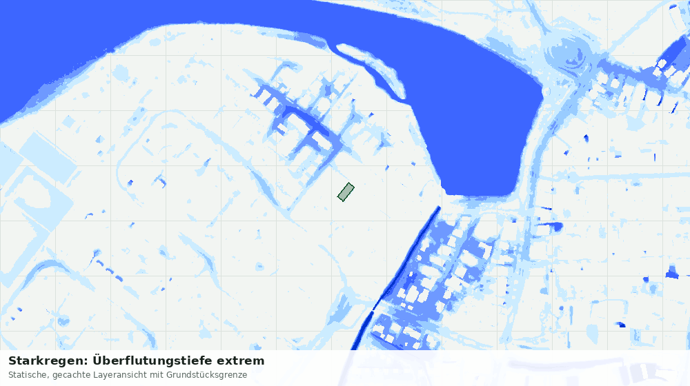 Statische Kartenansicht: Starkregen: Überflutungstiefe extrem