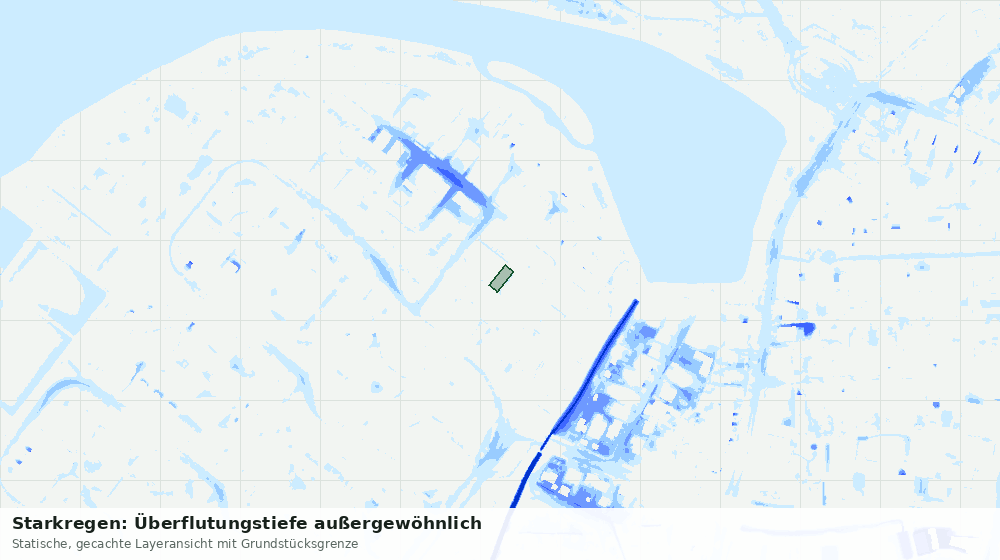 Statische Kartenansicht: Starkregen: Überflutungstiefe außergewöhnlich