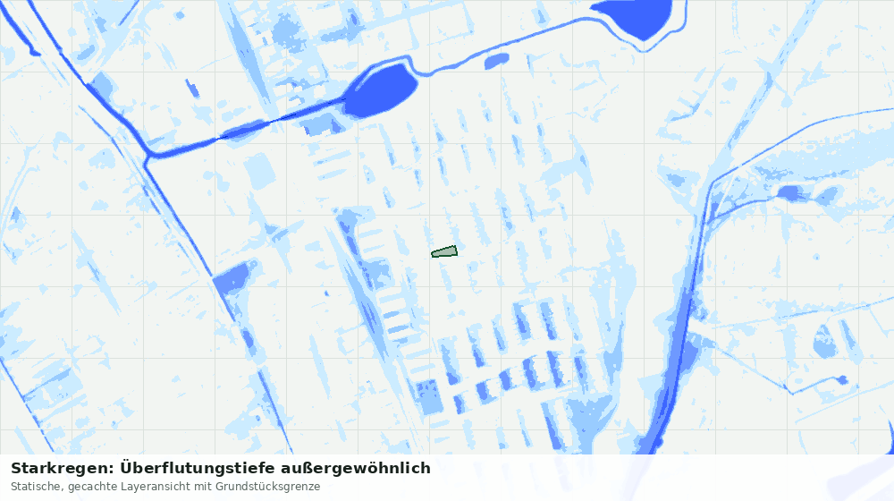 Statische Kartenansicht: Starkregen: Überflutungstiefe außergewöhnlich