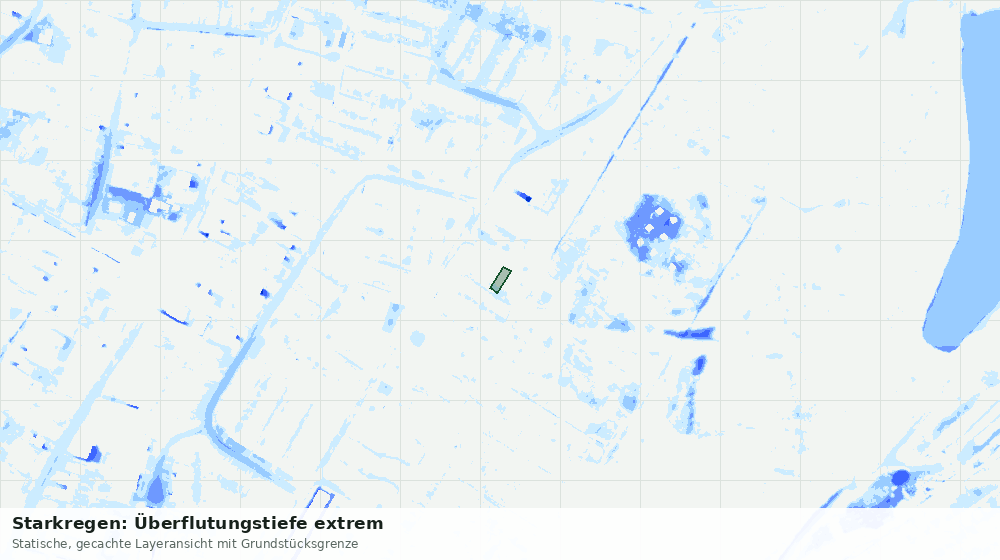 Statische Kartenansicht: Starkregen: Überflutungstiefe extrem