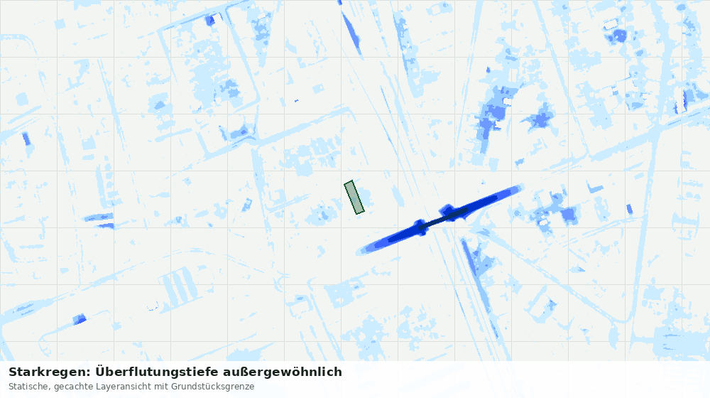 Statische Kartenansicht: Starkregen: Überflutungstiefe außergewöhnlich