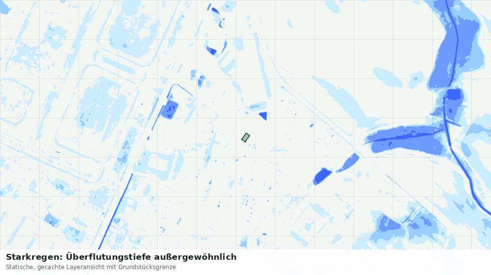 Statische Kartenansicht: Starkregen: Überflutungstiefe außergewöhnlich