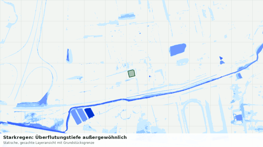 Statische Kartenansicht: Starkregen: Überflutungstiefe außergewöhnlich