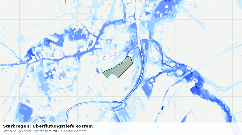 Statische Kartenansicht: Starkregen: Überflutungstiefe extrem