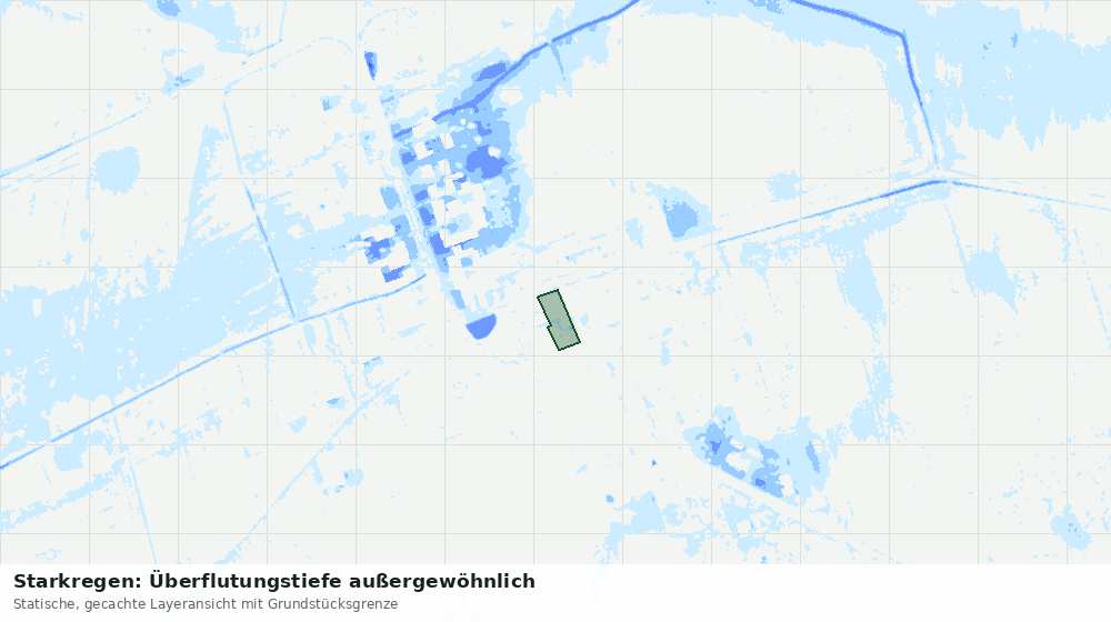 Statische Kartenansicht: Starkregen: Überflutungstiefe außergewöhnlich