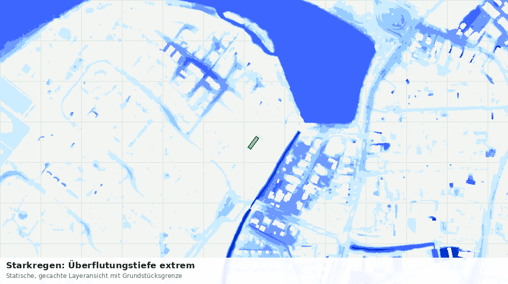 Statische Kartenansicht: Starkregen: Überflutungstiefe extrem