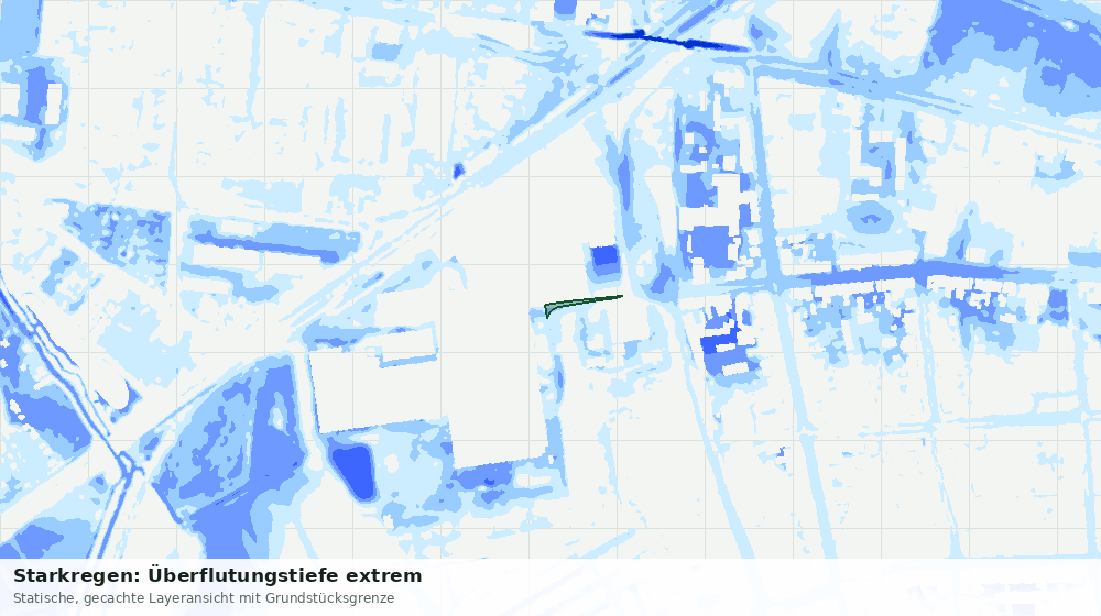 Statische Kartenansicht: Starkregen: Überflutungstiefe extrem
