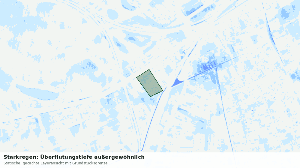 Statische Kartenansicht: Starkregen: Überflutungstiefe außergewöhnlich