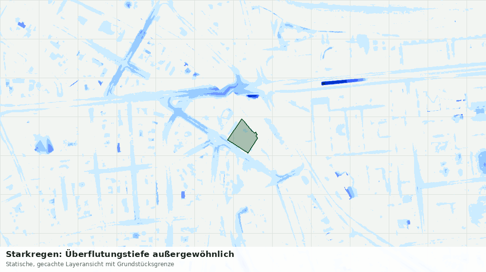 Statische Kartenansicht: Starkregen: Überflutungstiefe außergewöhnlich