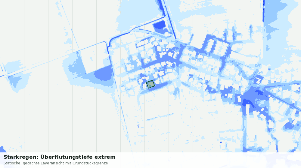 Statische Kartenansicht: Starkregen: Überflutungstiefe extrem