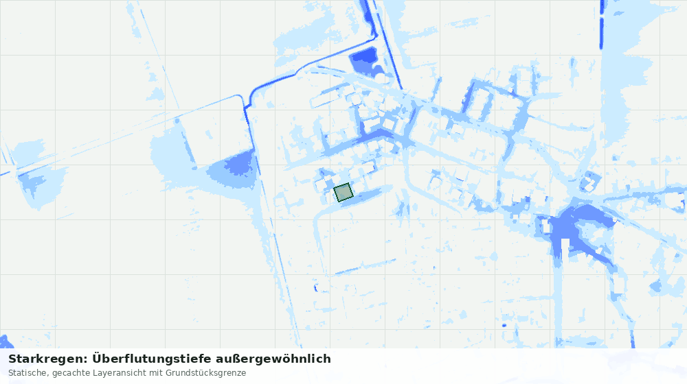Statische Kartenansicht: Starkregen: Überflutungstiefe außergewöhnlich