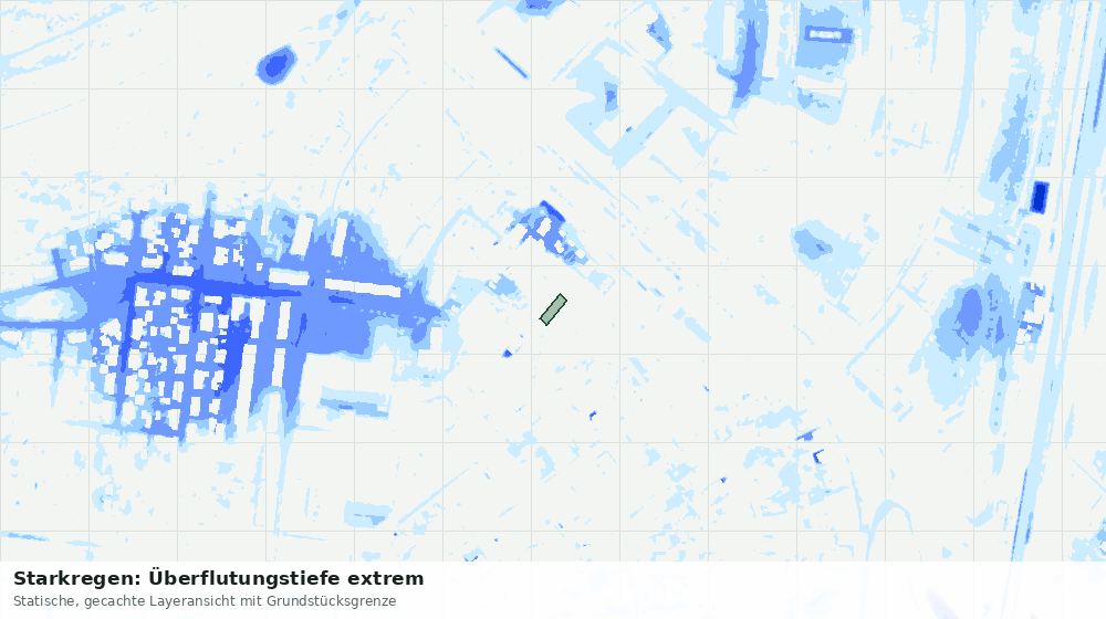 Statische Kartenansicht: Starkregen: Überflutungstiefe extrem