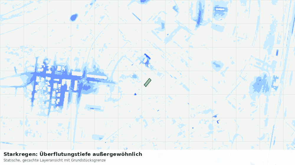 Statische Kartenansicht: Starkregen: Überflutungstiefe außergewöhnlich